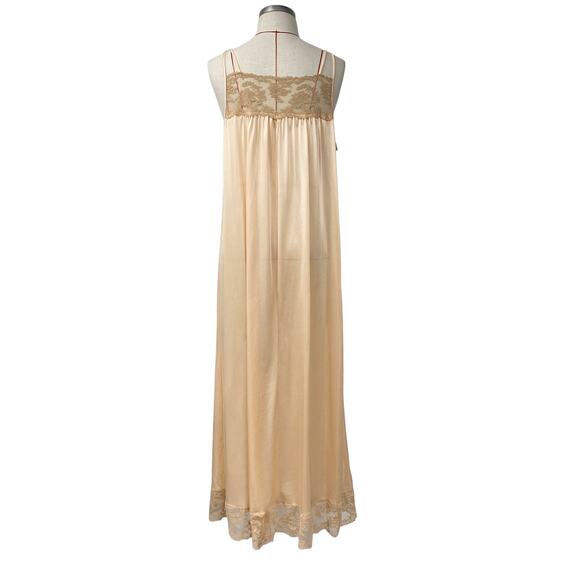 Vintage Womens Peach Lace Detail Long Slip Dress - Picture 7 of 7